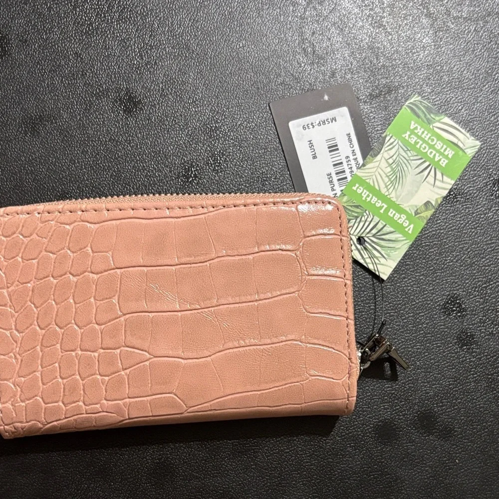 Badgley Mischka Blush Crocodile Embossed Wallet